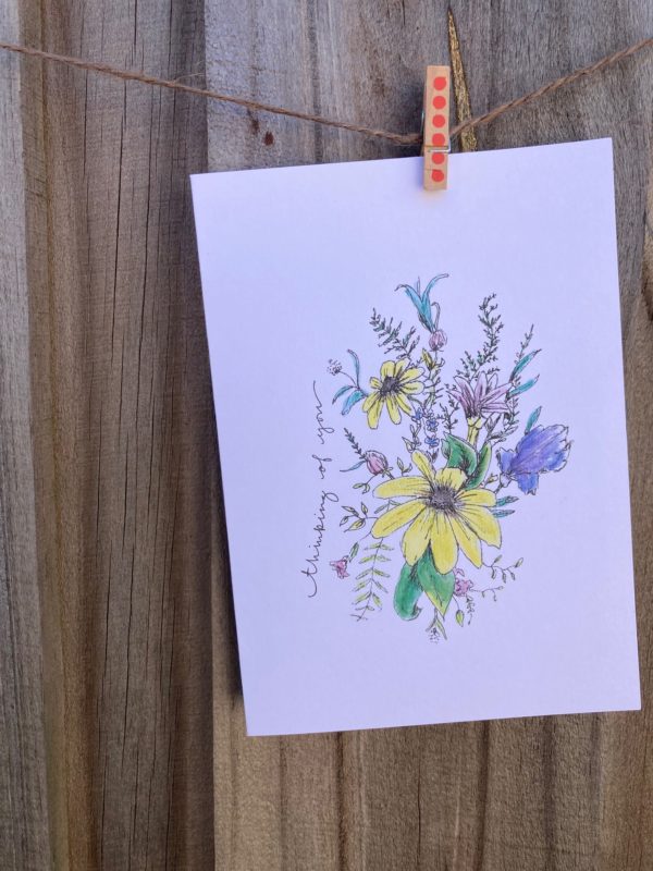Susan and Iris Bouquet - White Cardstock