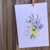 Susan and Iris Bouquet - White Cardstock