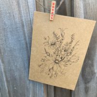 Susan and Iris Bouquet - BW on Brown Cardstock