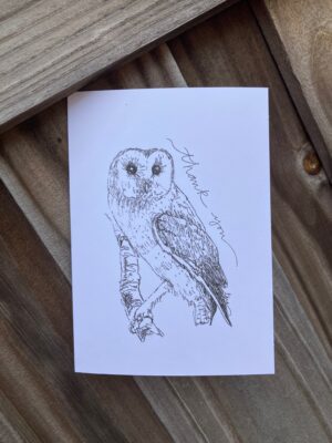 Barn Owl - Thank You White Cardstock